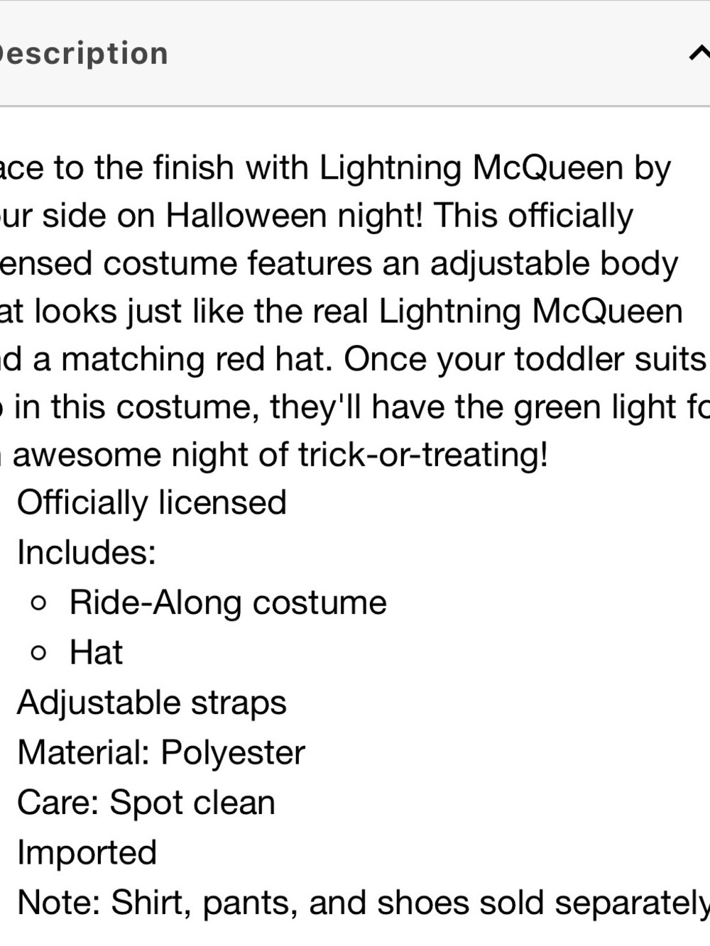 Toddler Lightning McQueen Full Costume + Fuzzy Pullover & Accessories 3-4T - Picture 14 of 16